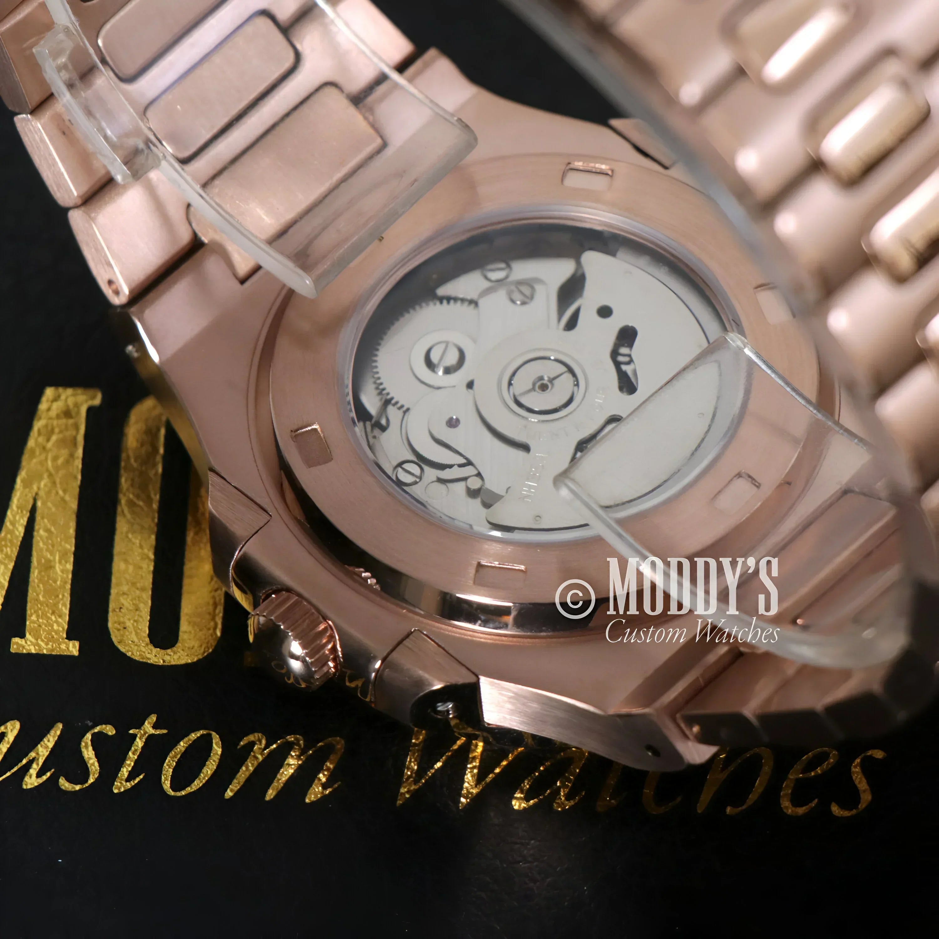 Rose gold automatic wristwatch Nautiko Arabic Rose Gold Chocolate with NH35 movement