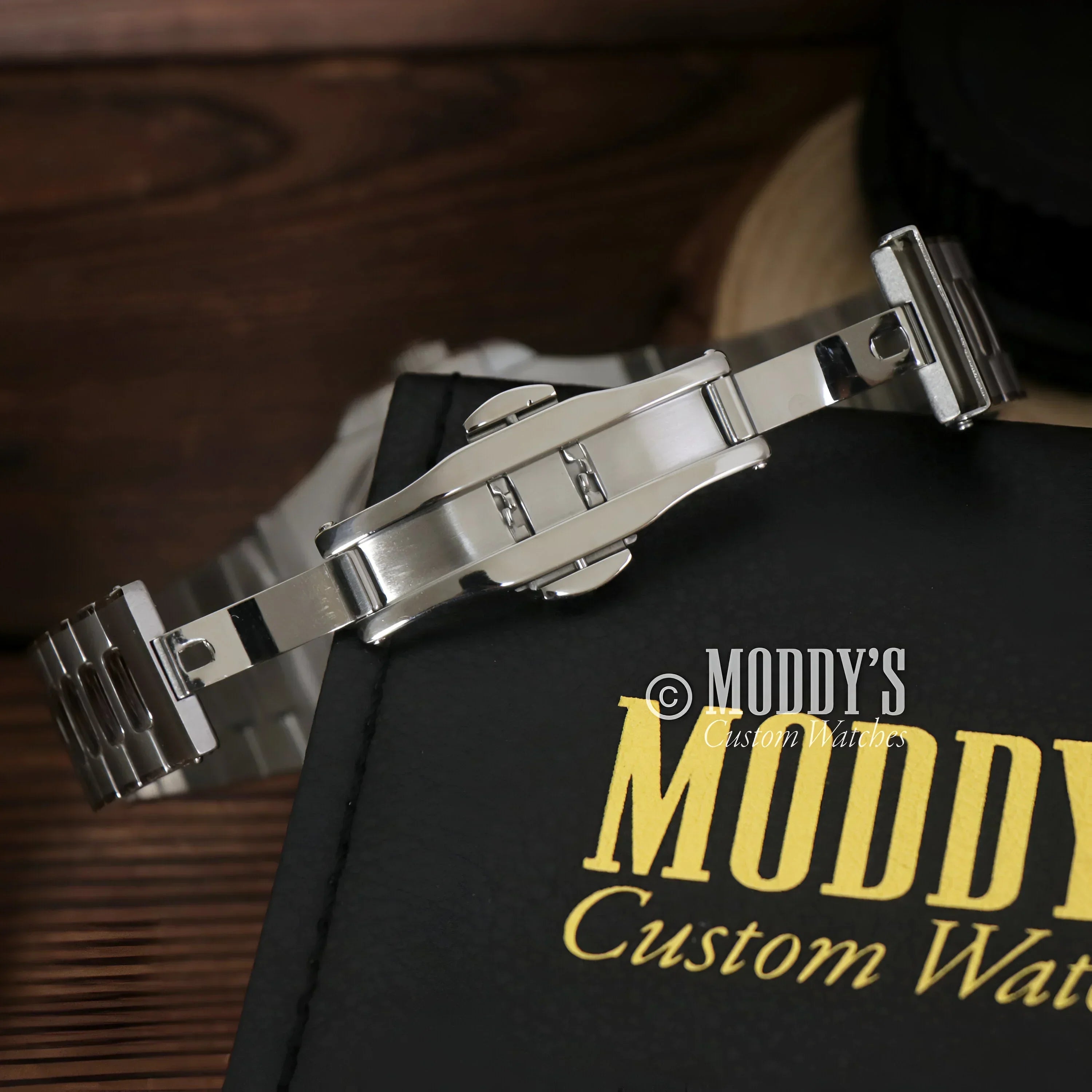 Silver metal watch band clasp for Nautiko Black Open Movement with NH38 Automatic Movement