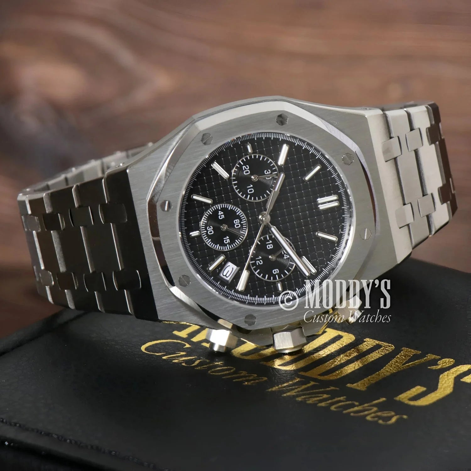 Silver Chronograph wristwatch from Royal Seikoak featuring Seiko VK63 hybrid movement