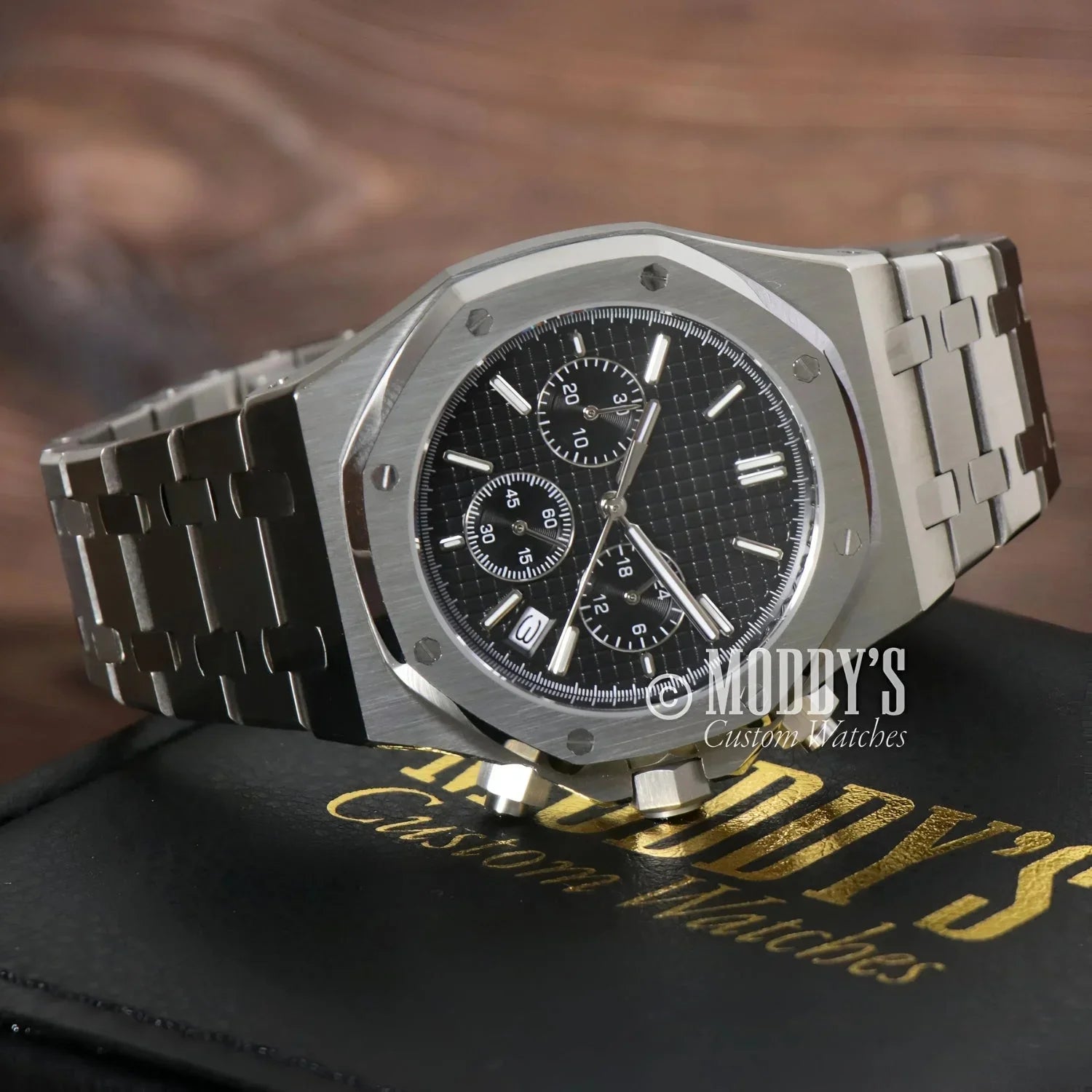 Silver Chronograph wristwatch from Royal Seikoak featuring Seiko VK63 hybrid movement