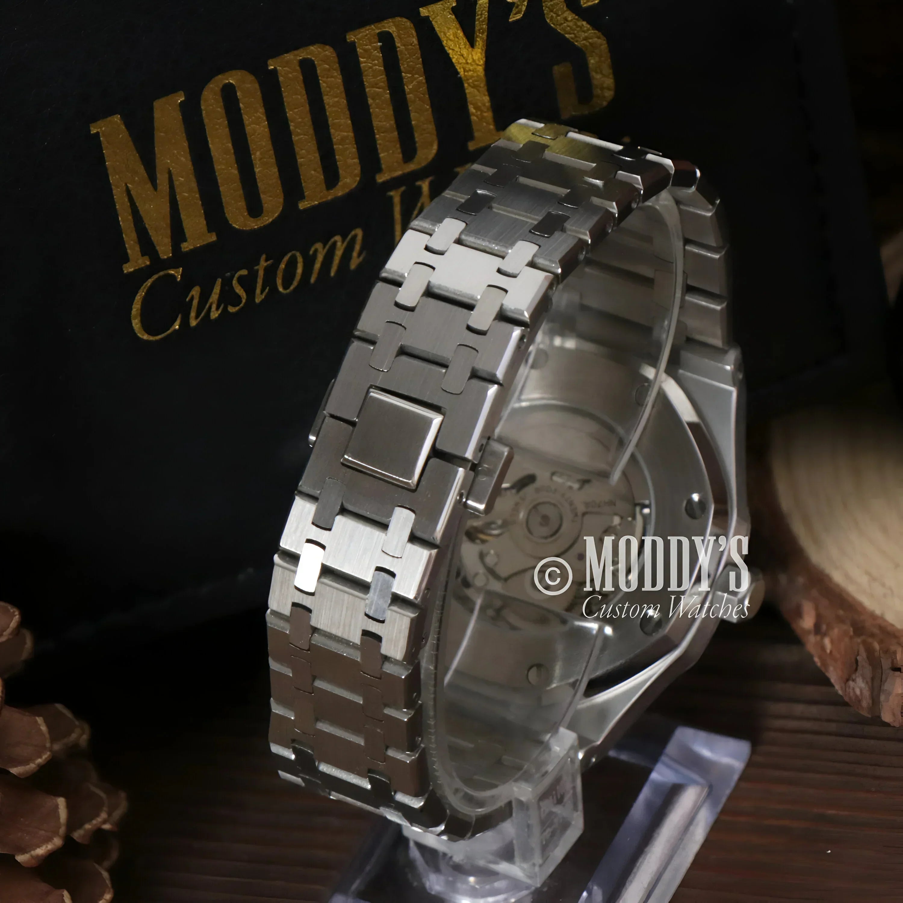 Silver metal watch from Royal Seikoak | Skeleton featuring Seiko NH70 automatic movement