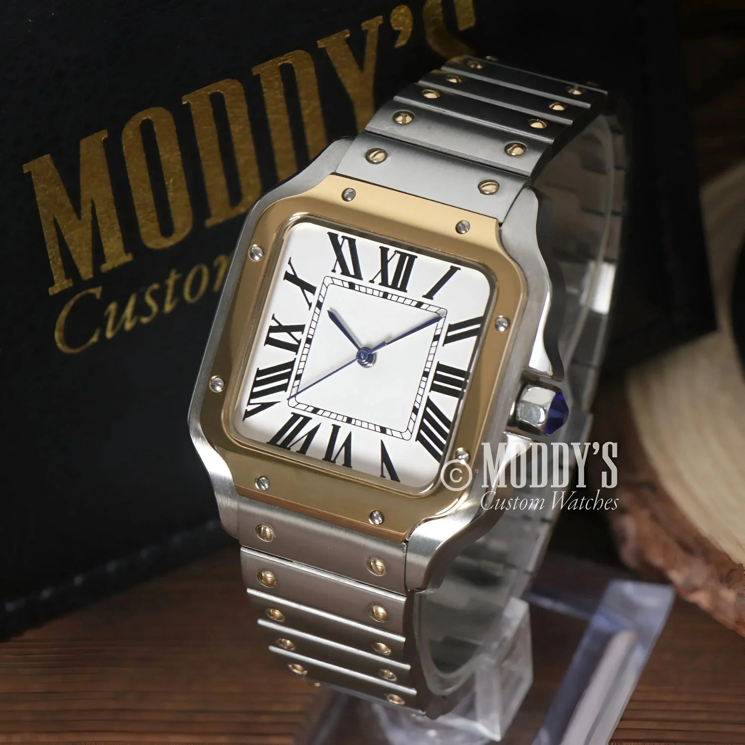 Two-tone square wristwatch Santeiko Gold - Silver with Seiko NH35 automatic movement