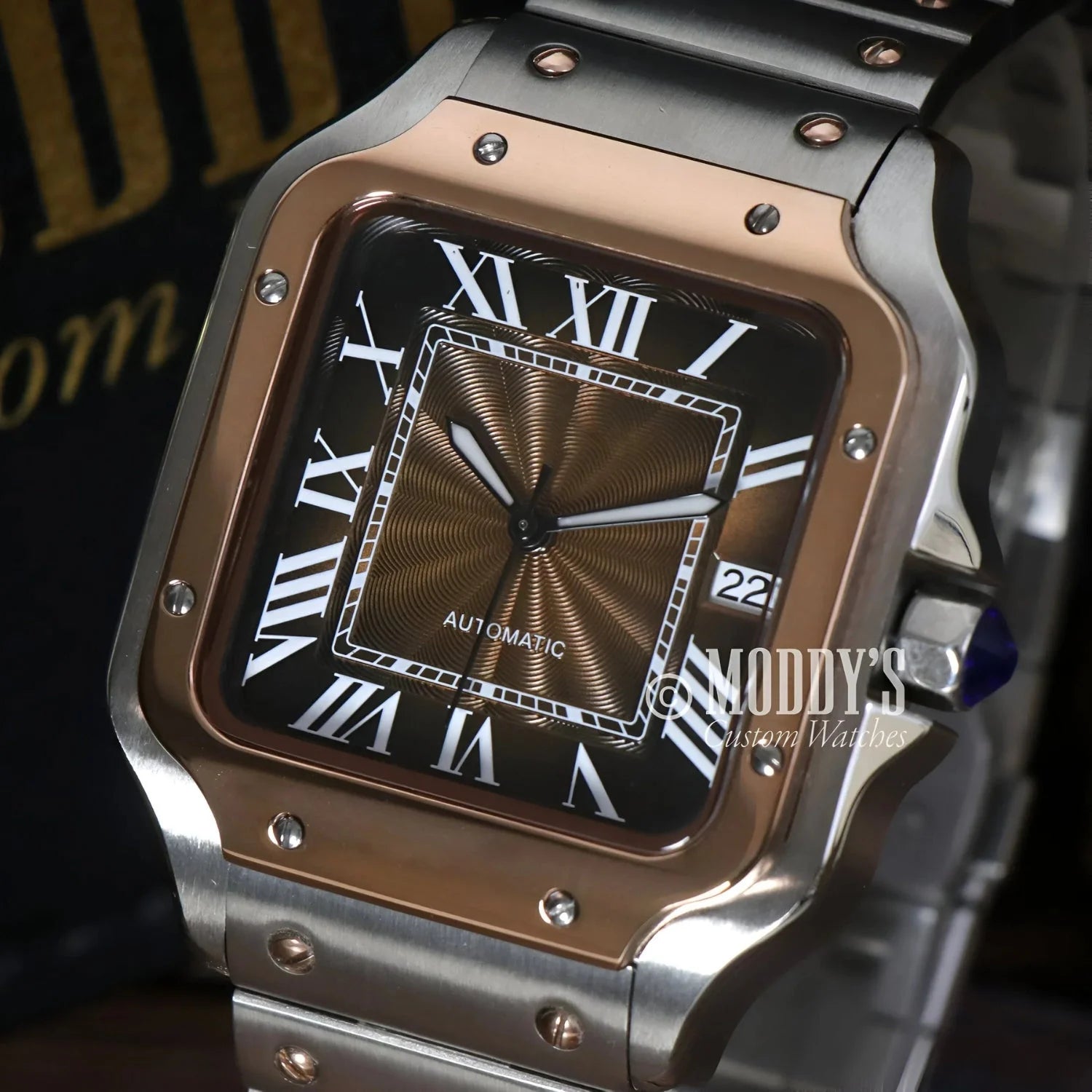 Two-tone square wristwatch Santeiko Rose Gold - Brown with NH35 automatic movement