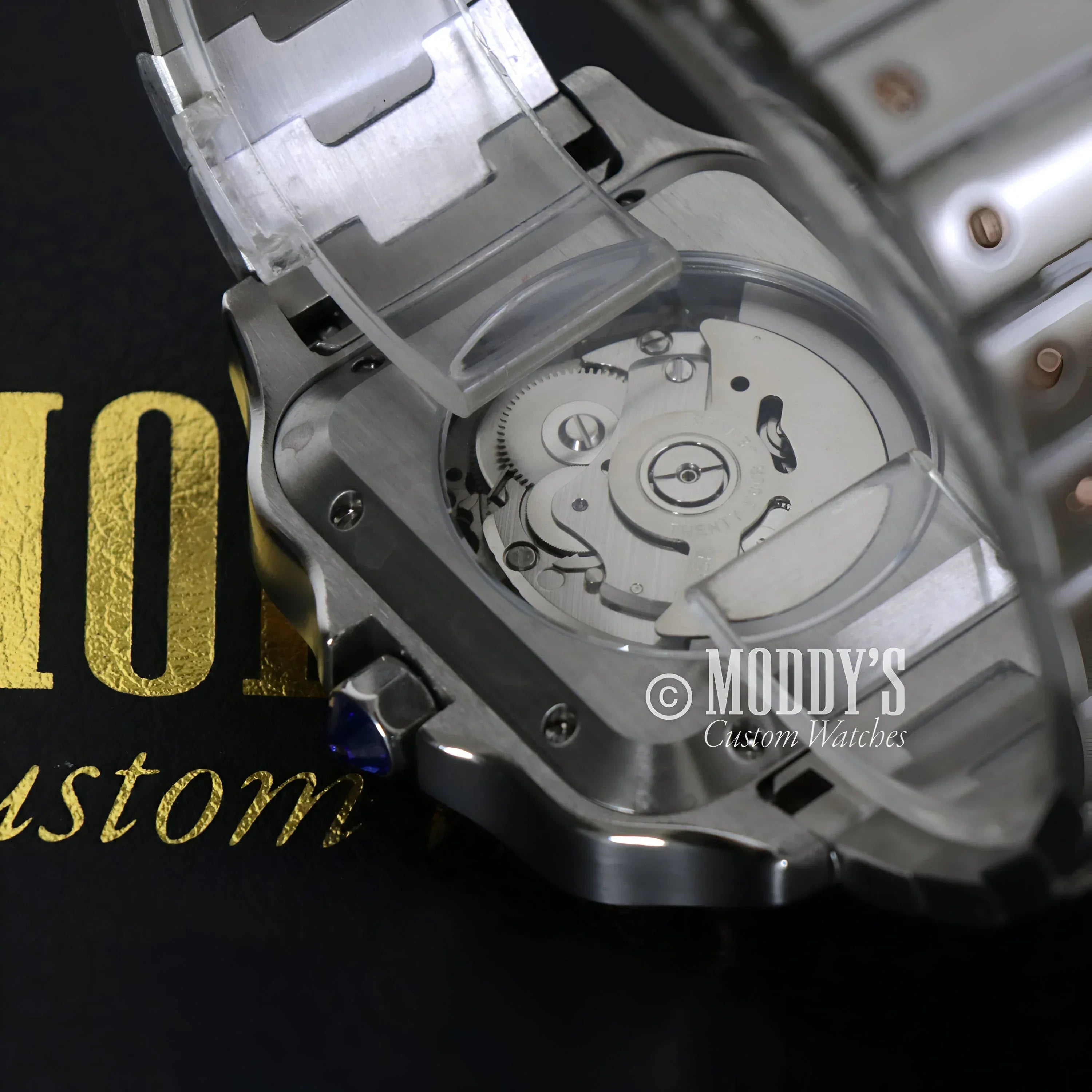 Silver wristwatch with visible NH35 automatic movement from Santeiko Rose Gold - Brown