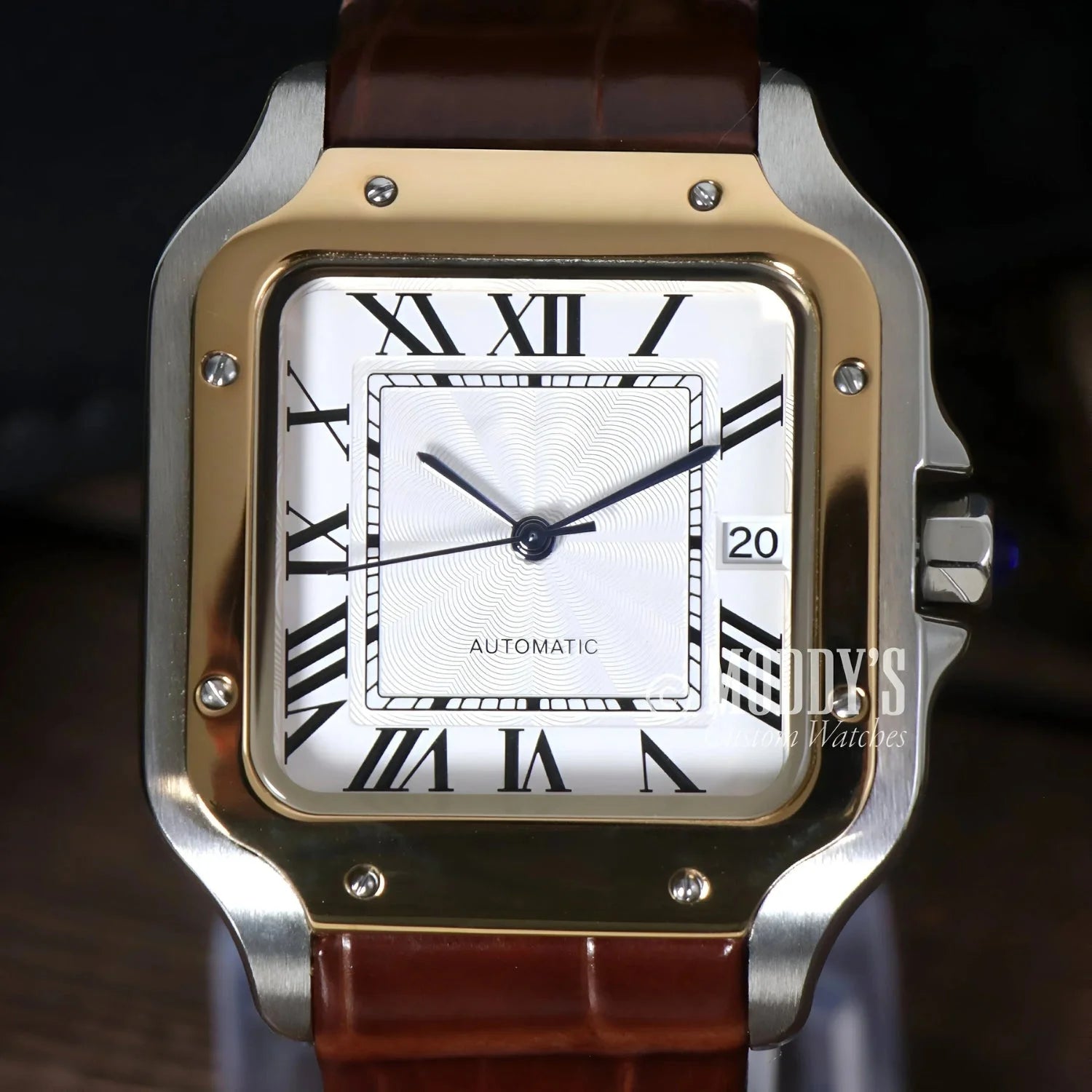 Two-tone square wristwatch with Roman numerals from Santeiko featuring NH35 automatic movement