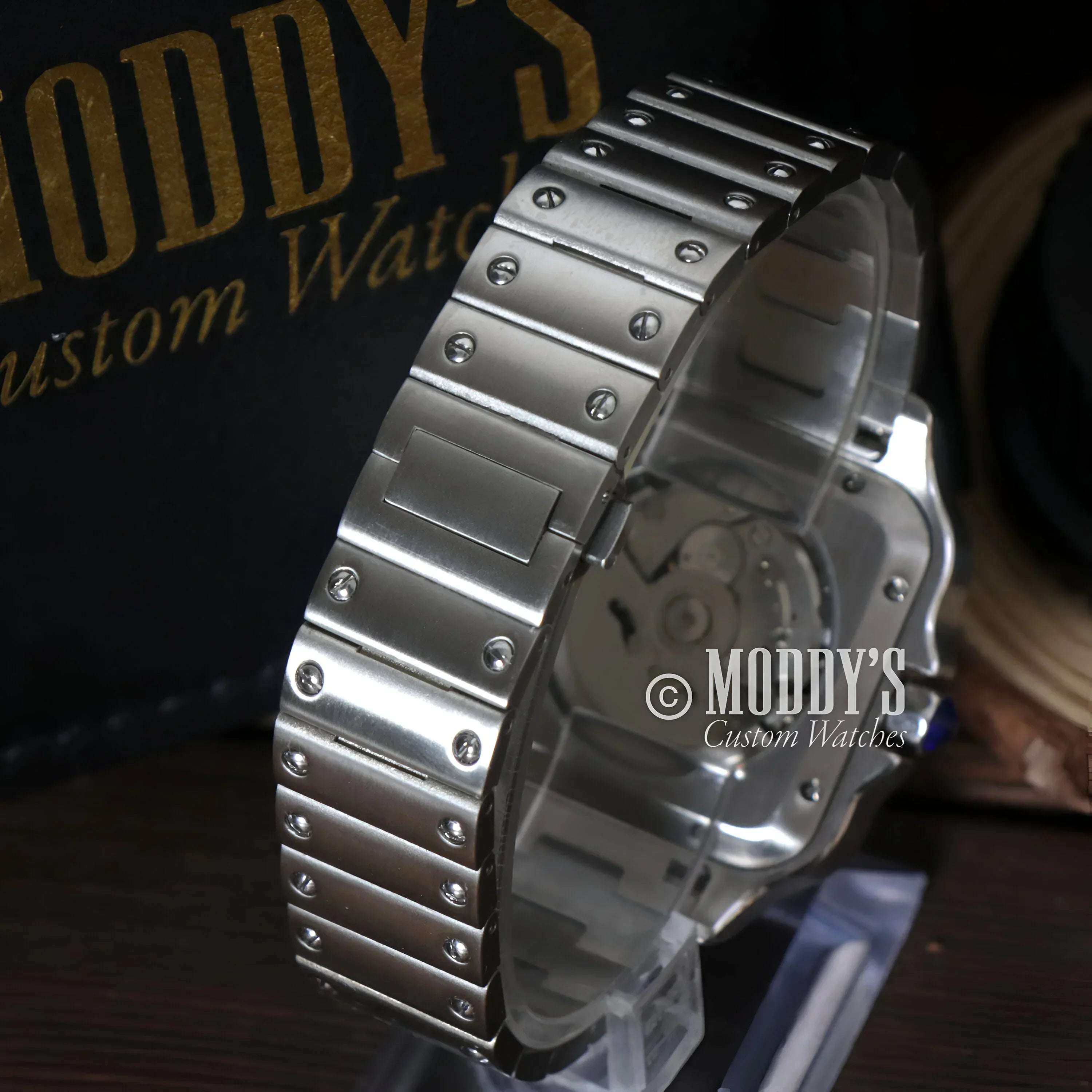 Silver metal watch band for Santeiko White Skeleton with 316L stainless steel design