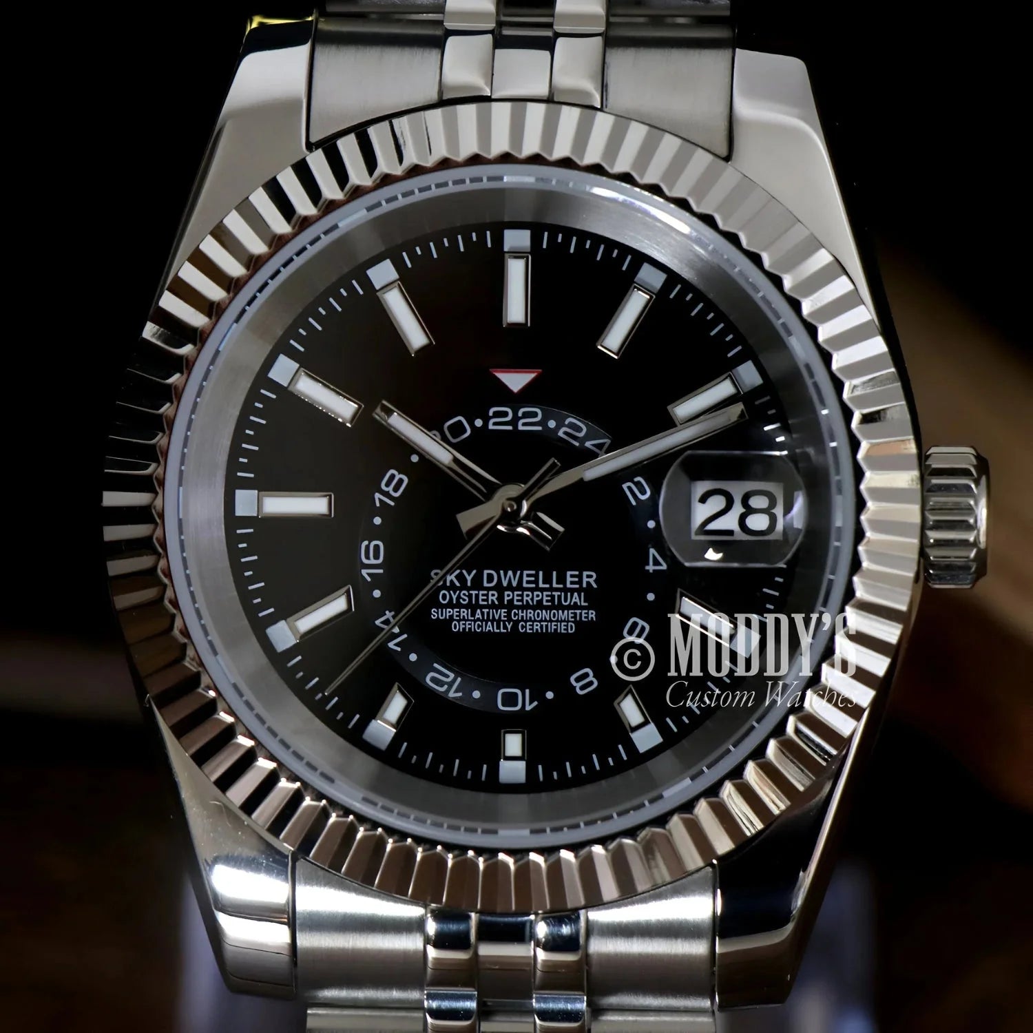 Silver Rolex Sky-Dweller wristwatch in 316L stainless steel from Seikojust
