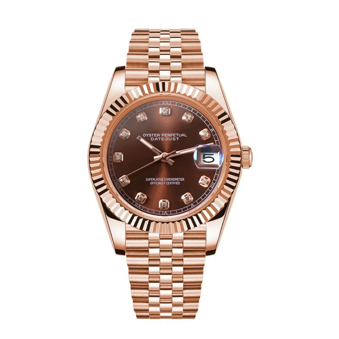 Seikojust | Chocolate Crystals | Rose Gold - Datejust - Moddys Custom Watches