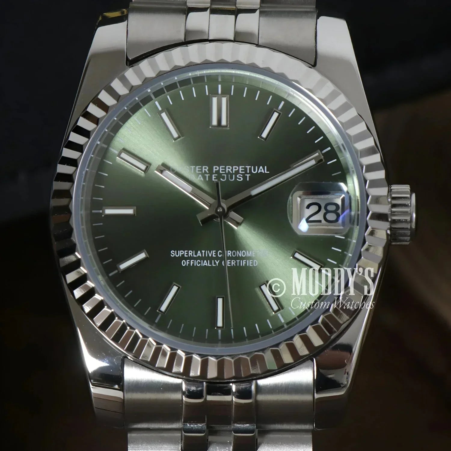 Silver Seiko Mod with Mint Green Face and Seiko NH35 Automatic Movement
