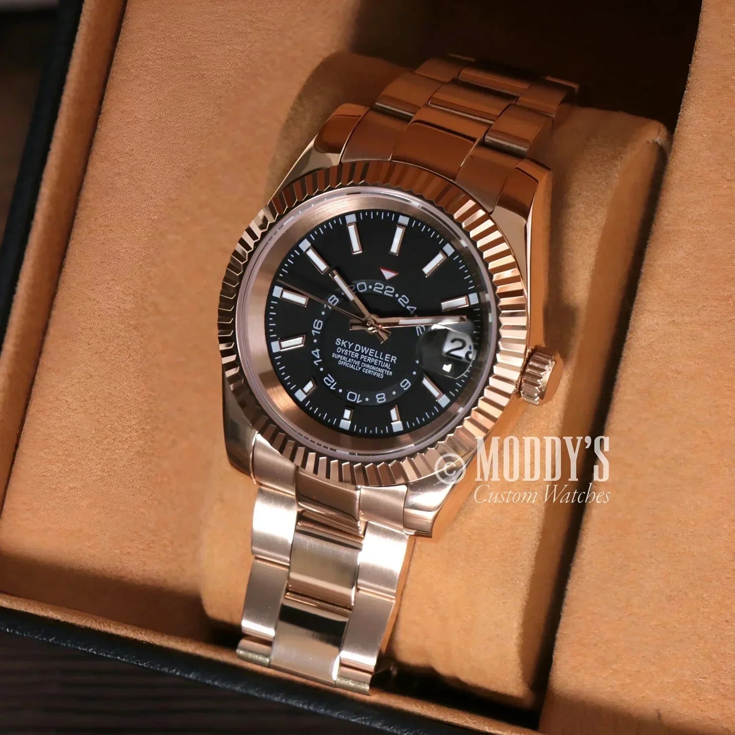 Rose Gold Rolex Sky-Dweller showcased in Seikojust | Sky Dweller Rose with Seiko NH35 Automatic