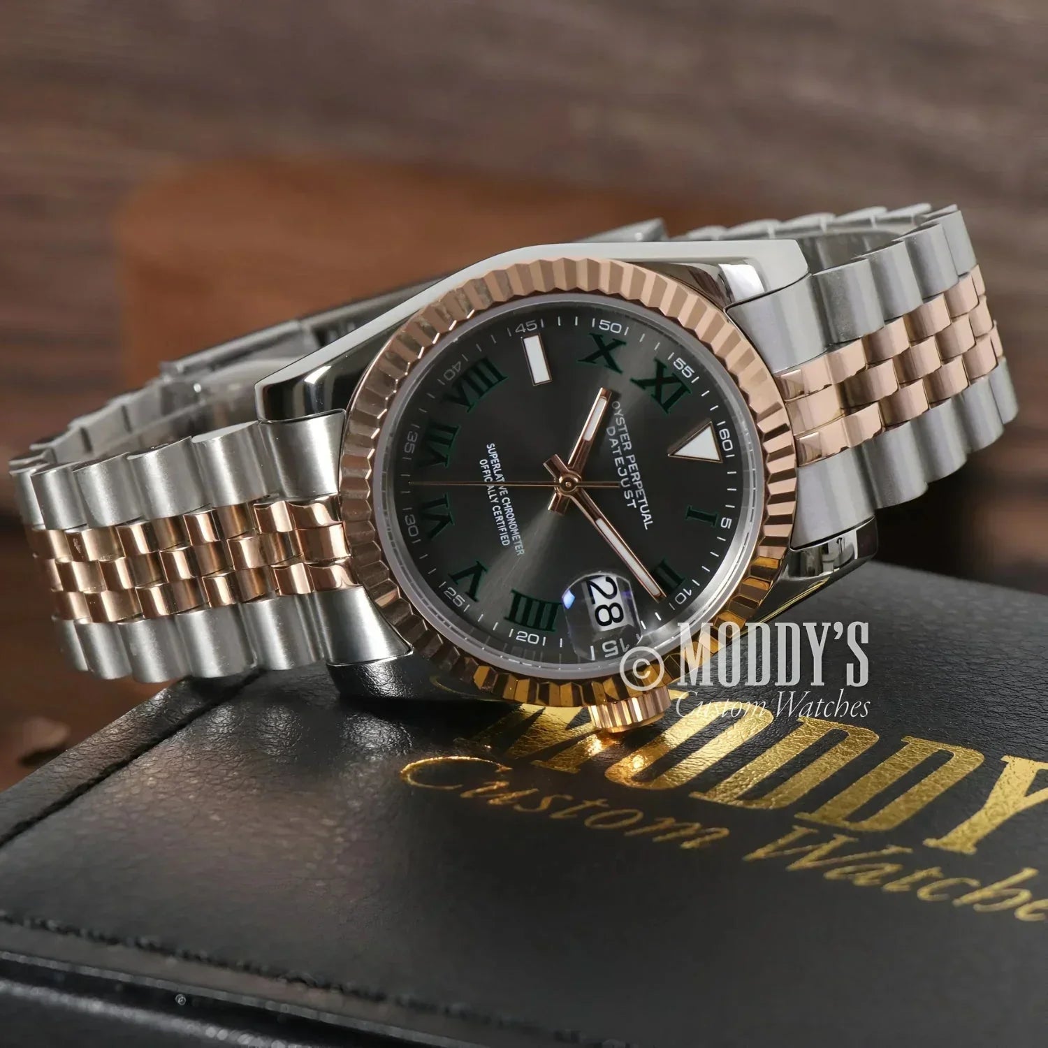 Two-tone Seikojust Wimbledon wristwatch with Roman numerals, featuring Seiko NH35 automatic