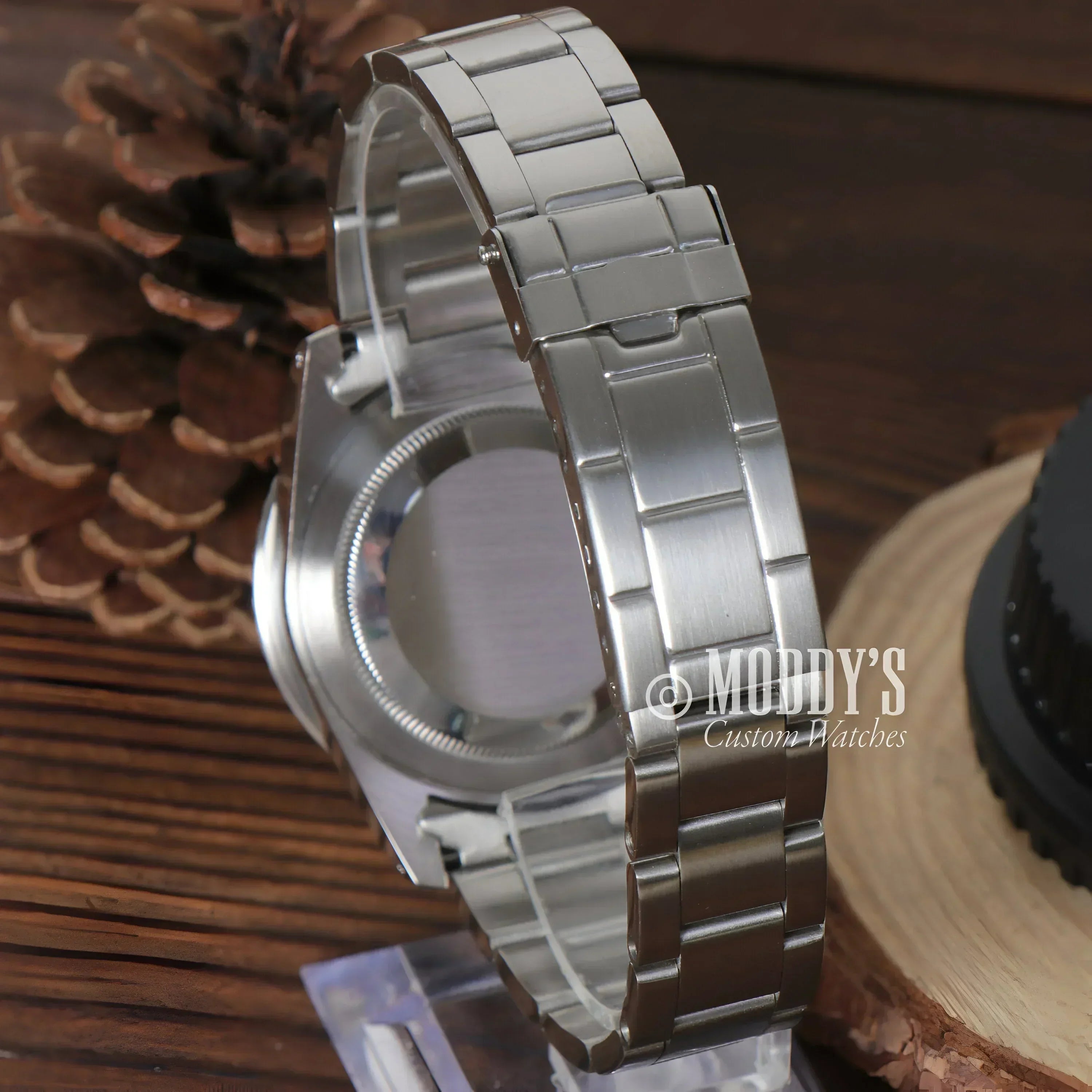 Silver metal watch band for Seikomariner Vintage seiko mod submariner with NH35 automatic