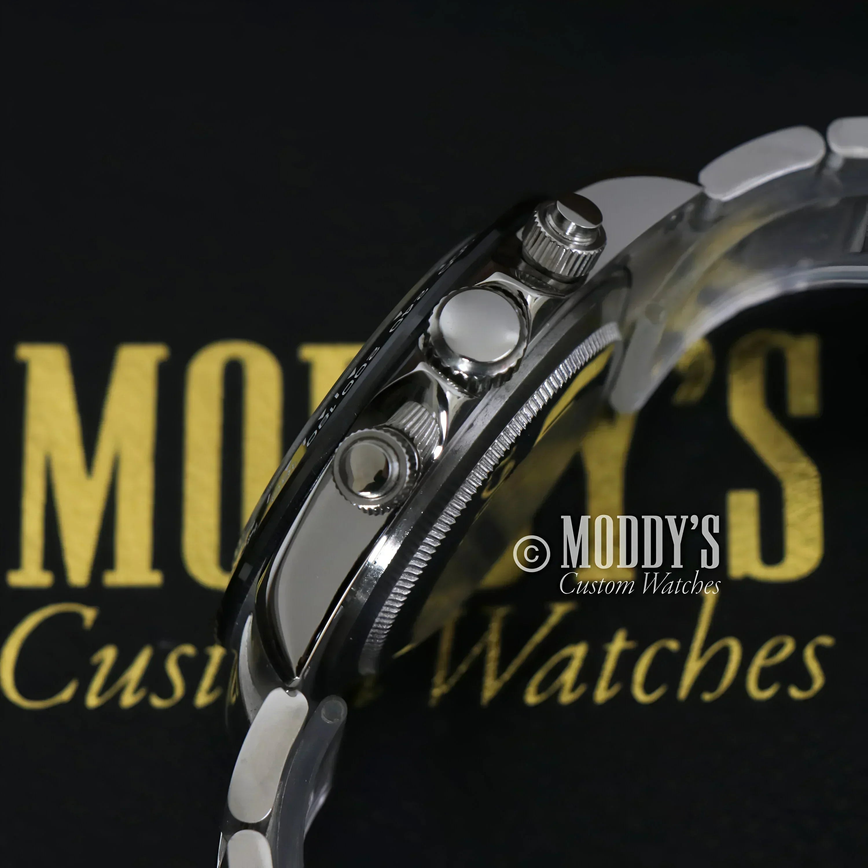 Silver chronograph wristwatch from Seitona Black - White featuring Seiko VK63 hybrid movement