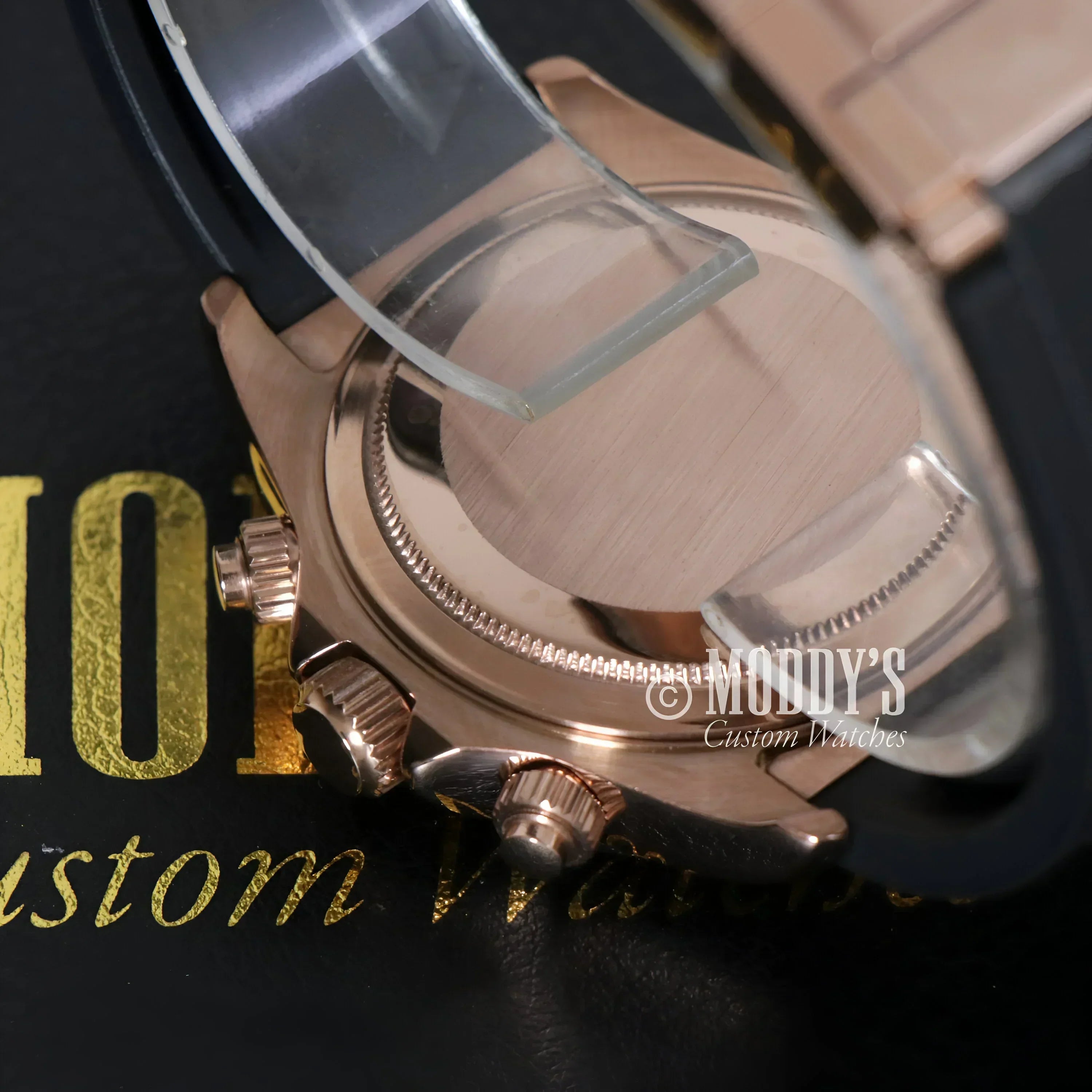 Rose gold chronograph watch with Seiko VK63 hybrid movement, Seitona Chocolate model