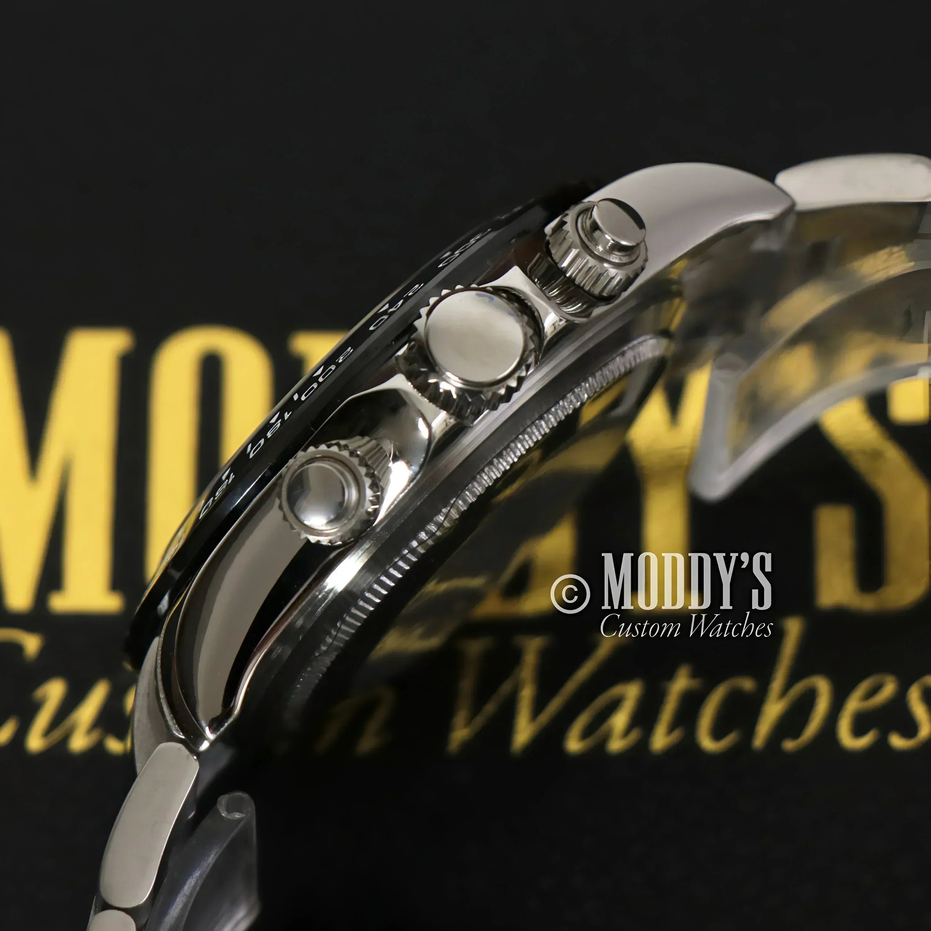 Silver Chronograph Wristwatch Seitona Panda with Seiko VK63 Hybrid Movement