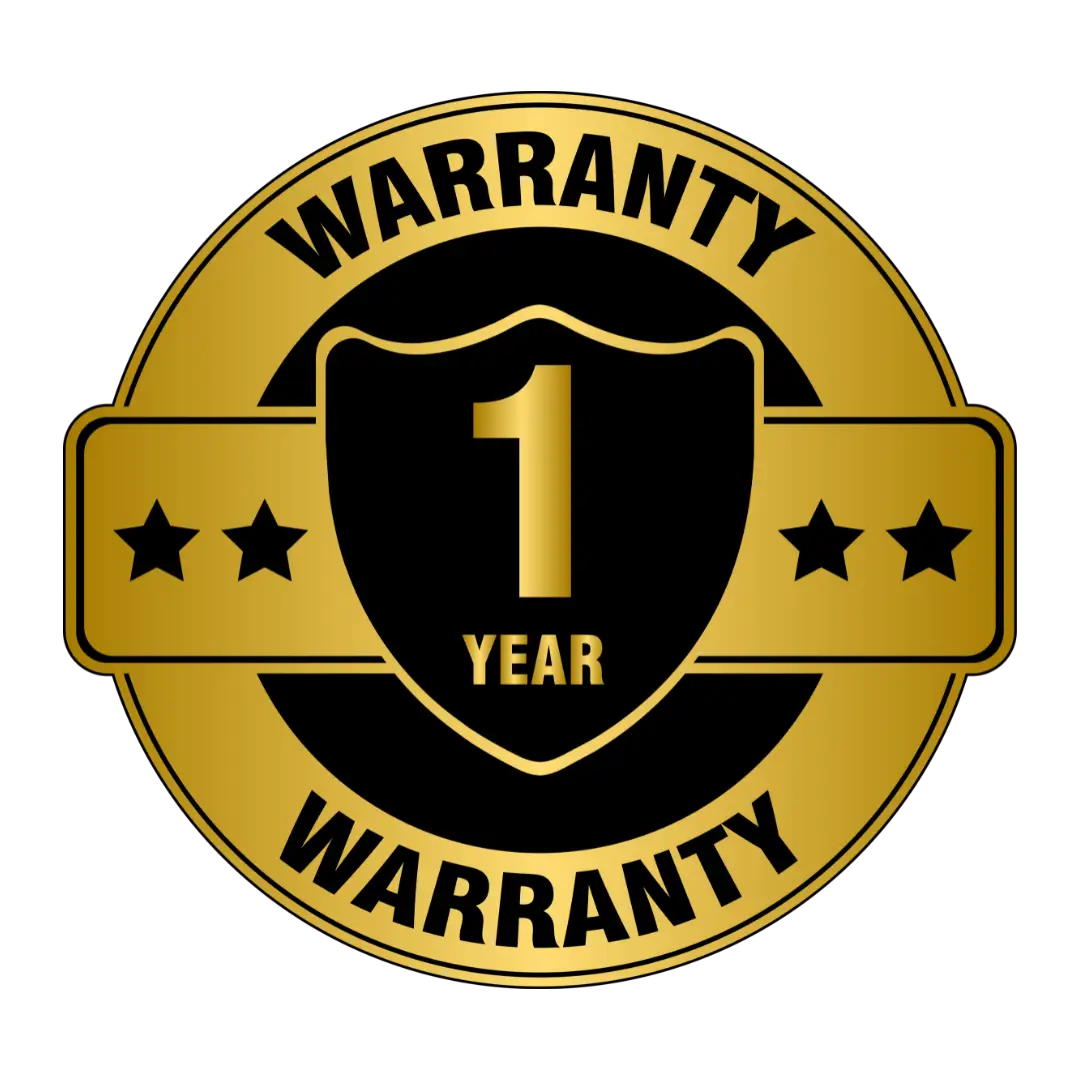 Gold one-year warranty seal for Moddy’s Custom Watches extended warranty offer