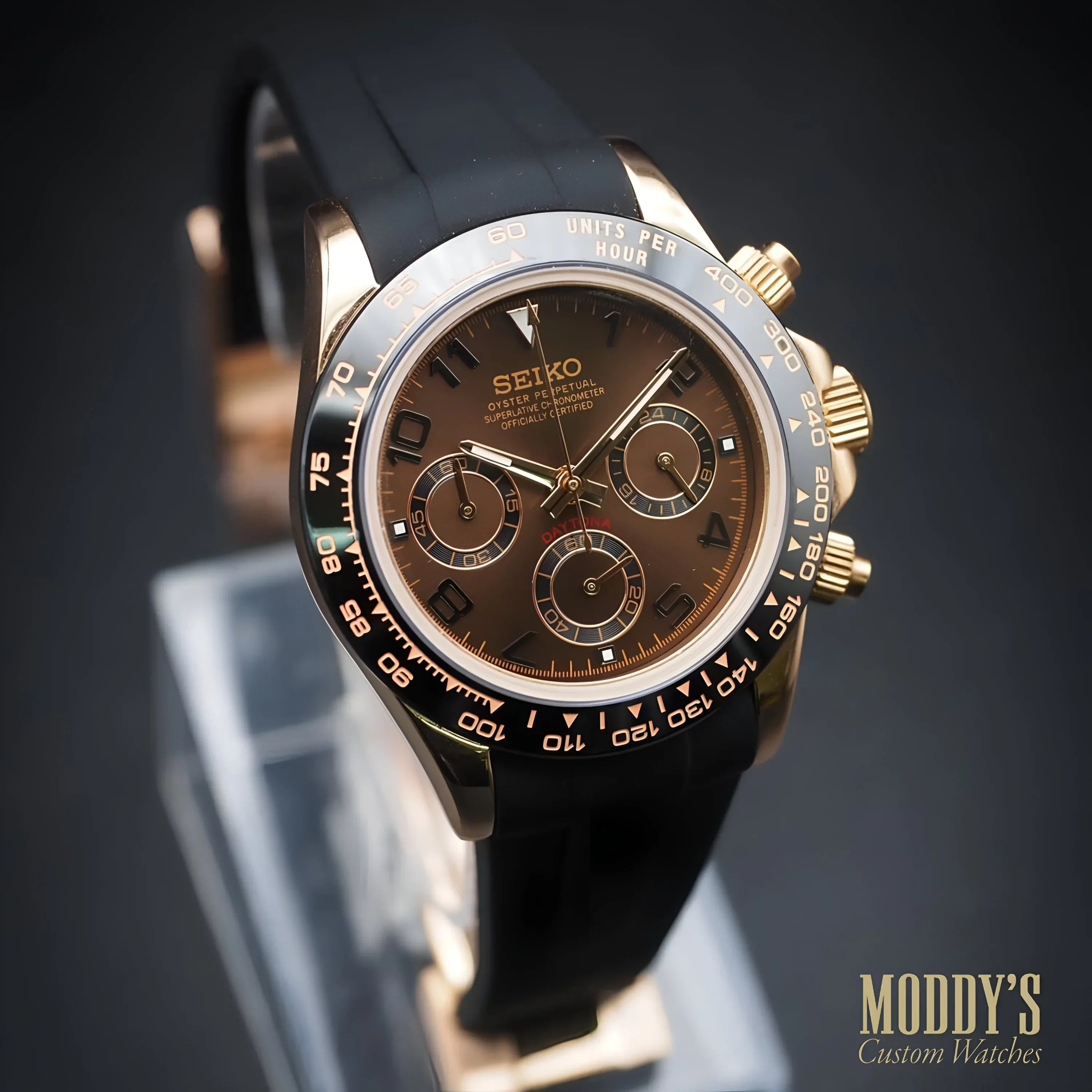 Seiko mod daytona chronograph with bronze dial and unique style