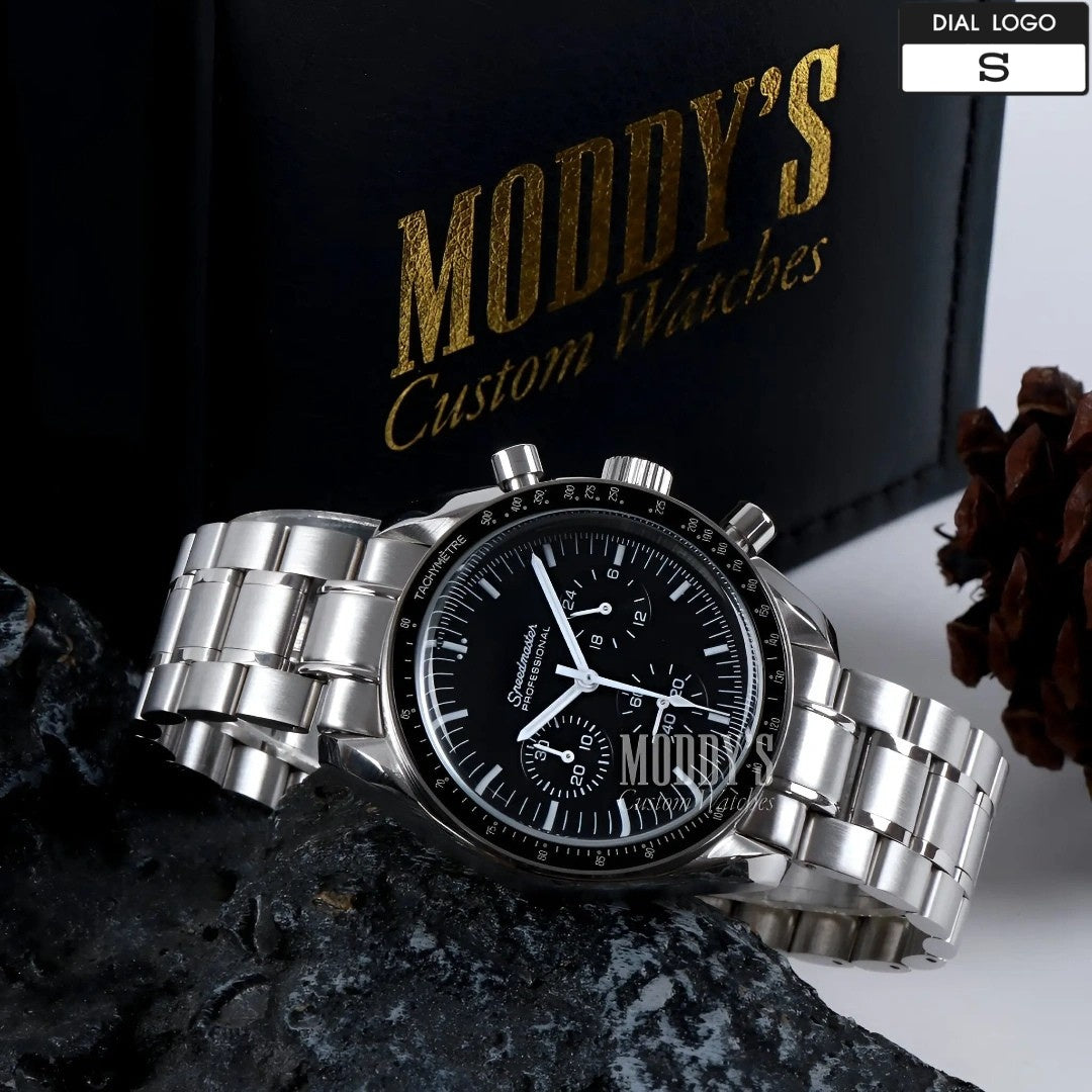 Seiko Mod Speedmaster: 41mm, VK63 Hybrid, 904L Steel, Acrylic