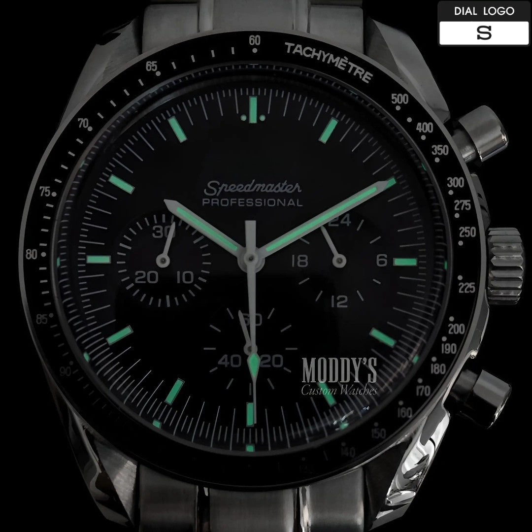 Seiko Mod Speedmaster: 41mm, VK63 Hybrid, 904L Steel, Acrylic
