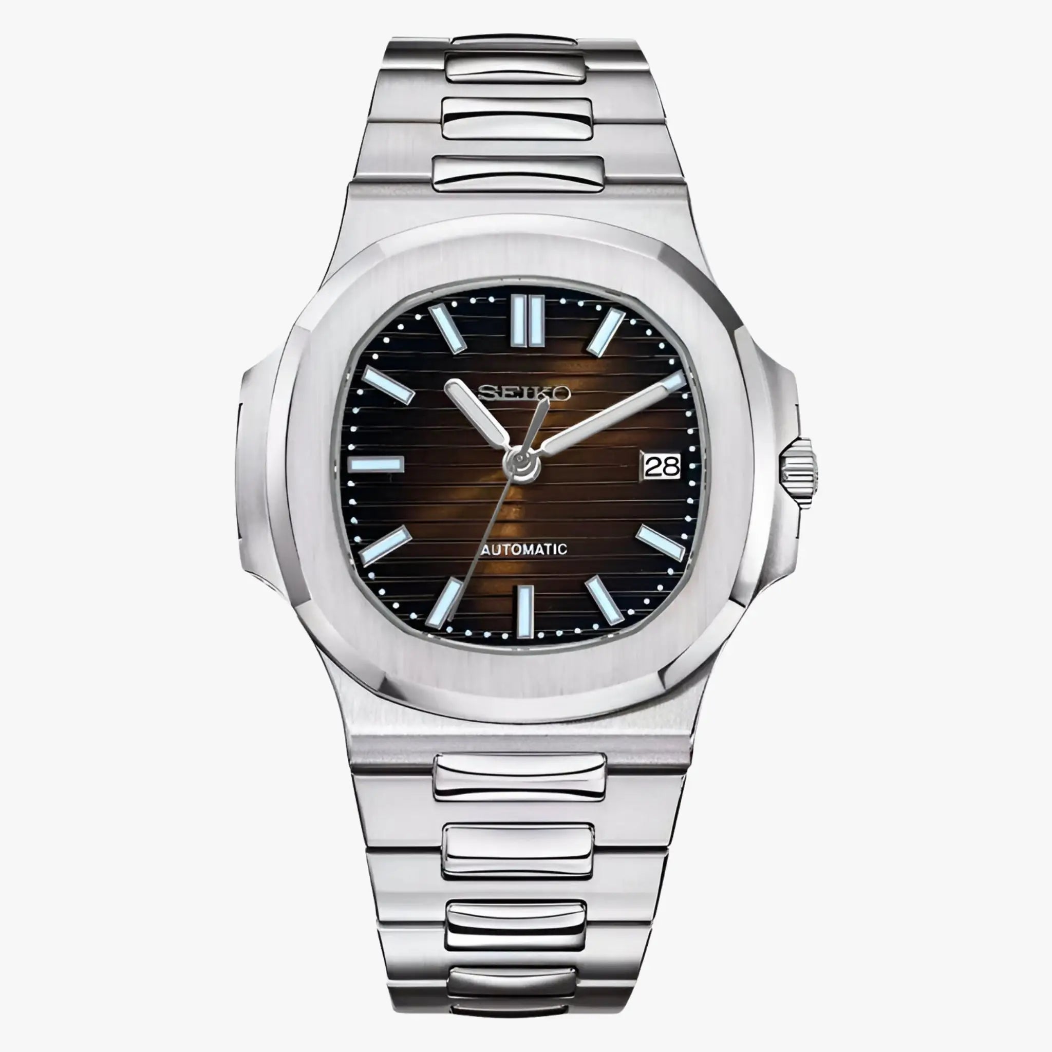 Seiko mod Nautilus with brown gradient dial and NH35 automatic movement