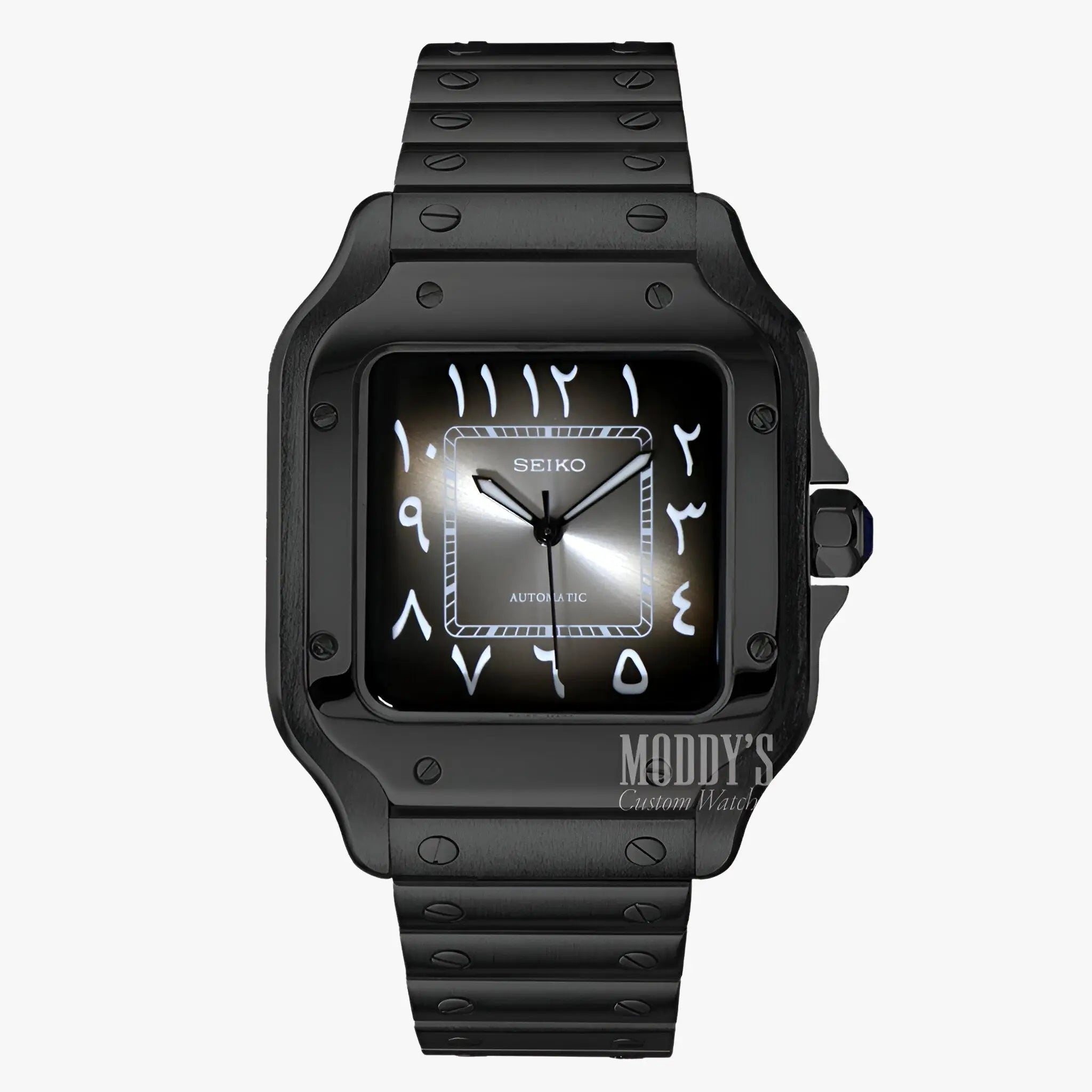 Santeiko Black Ghost Arabic Seiko mod with NH35 automatic movement