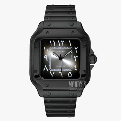 Santeiko Black Ghost Arabic Seiko mod with NH35 automatic movement