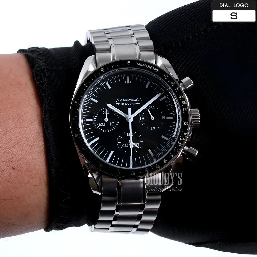 Seiko Mod Speedmaster: 41mm, VK63 Hybrid, 904L Steel, Acrylic