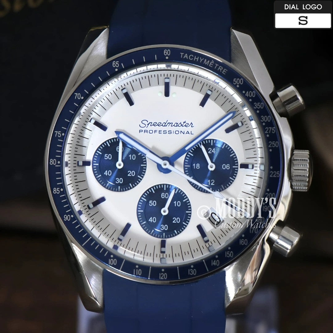 Seiko Mod Speedmaster: 41mm, VK63 Hybrid, 904L Steel, Acrylic