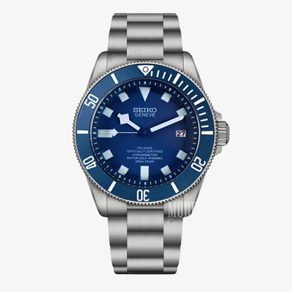 Seiko mod Pelagos Blue diver’s watch with blue dial and NH35 automatic