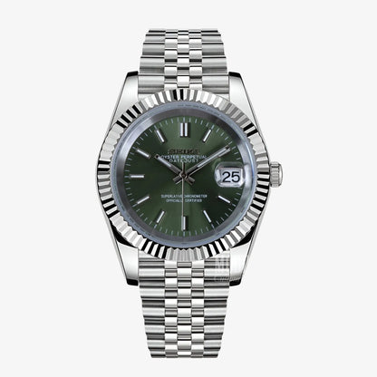 Seiko mod Datejust with NH35 automatic, mint green dial