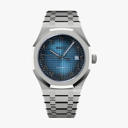 Royal Seikoak mod: silver skull watch with blue face, Seiko NH35 automatic