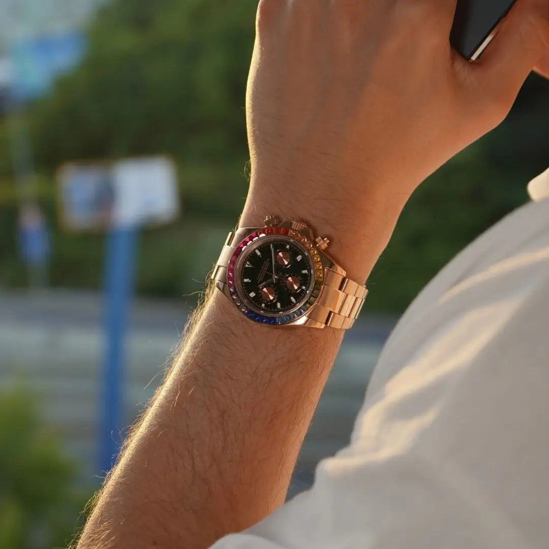 Seiko mod Daytona with VK63 hybrid movement and rainbow bezel