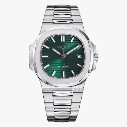 Seiko mod Nautilus Nautiko green watch with NH35 movement