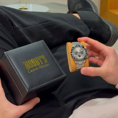 Seiko mod Daytona Seitona with stainless steel 316L case, black and silver accents