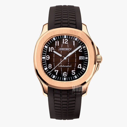 Rose gold Seiko mod Aquanaut watch with NH35 automatic movement