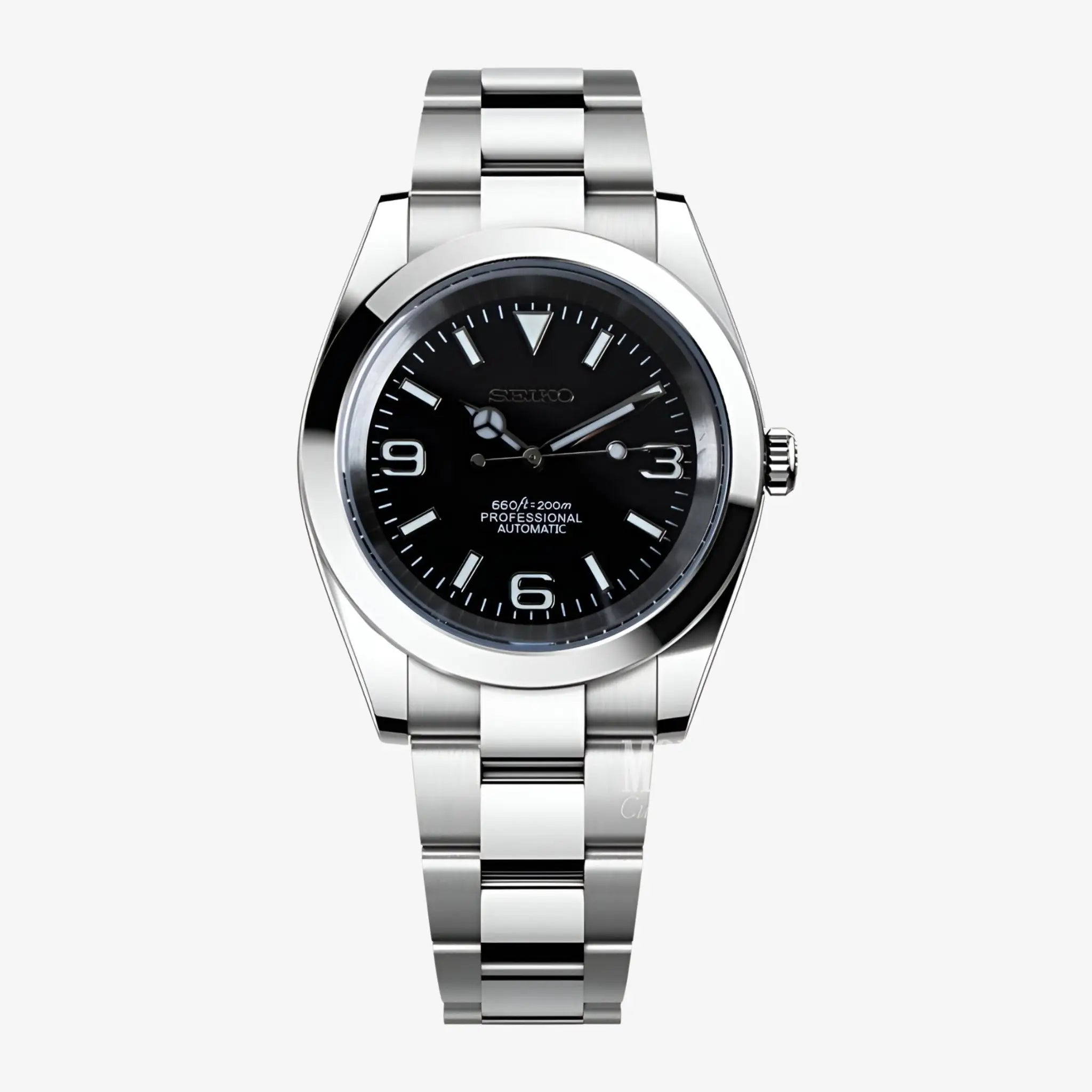 Seiko NH35 automatic watch with iconic oyster design in 316L stainless steel