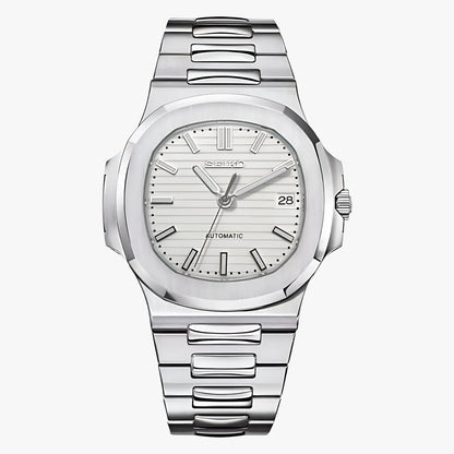 Silver Seiko NH35 automatic Nautiko Cream watch with white dial