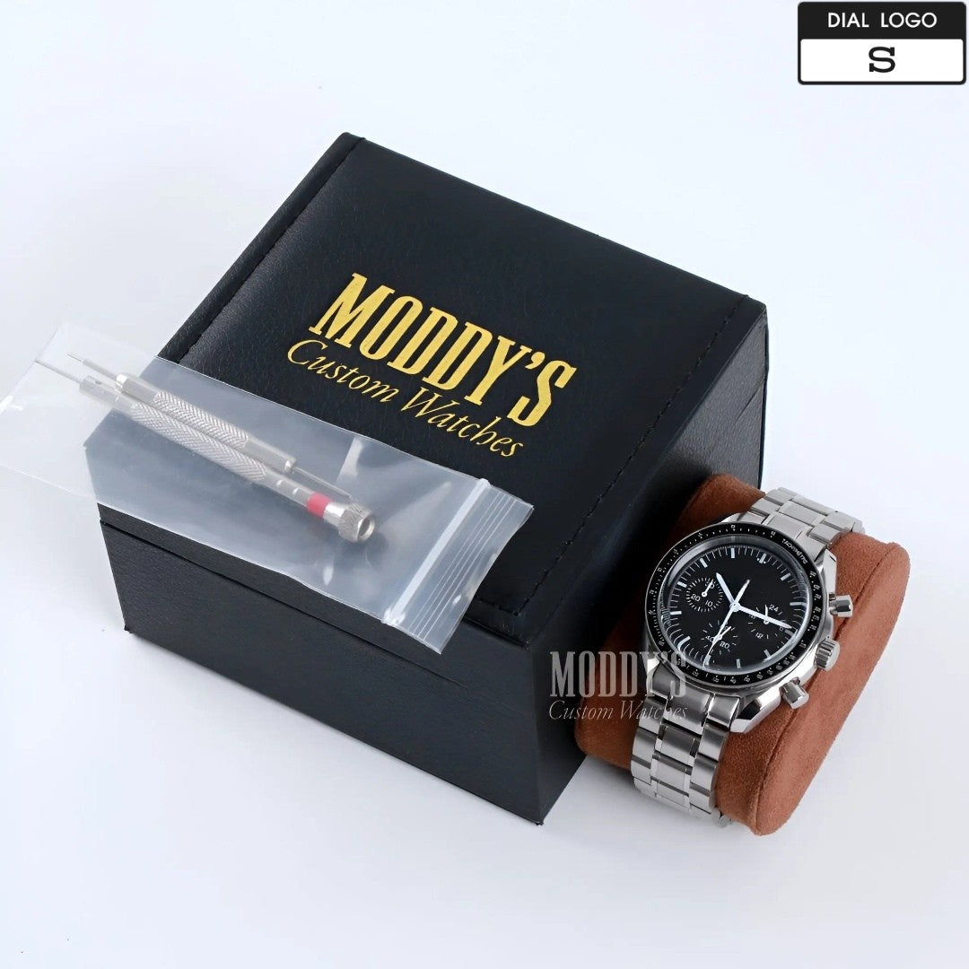 Seiko Mod Speedmaster: 41mm, VK63 Hybrid, 904L Steel, Acrylic