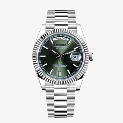 Seiko mod Rolex Datejust 41 in 316L stainless steel with green dial