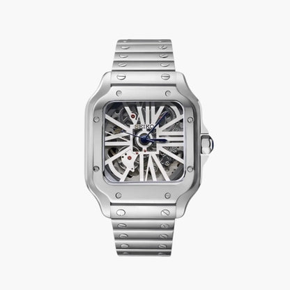 Santeiko White Skeleton Seiko mod Santos with NH70 movement