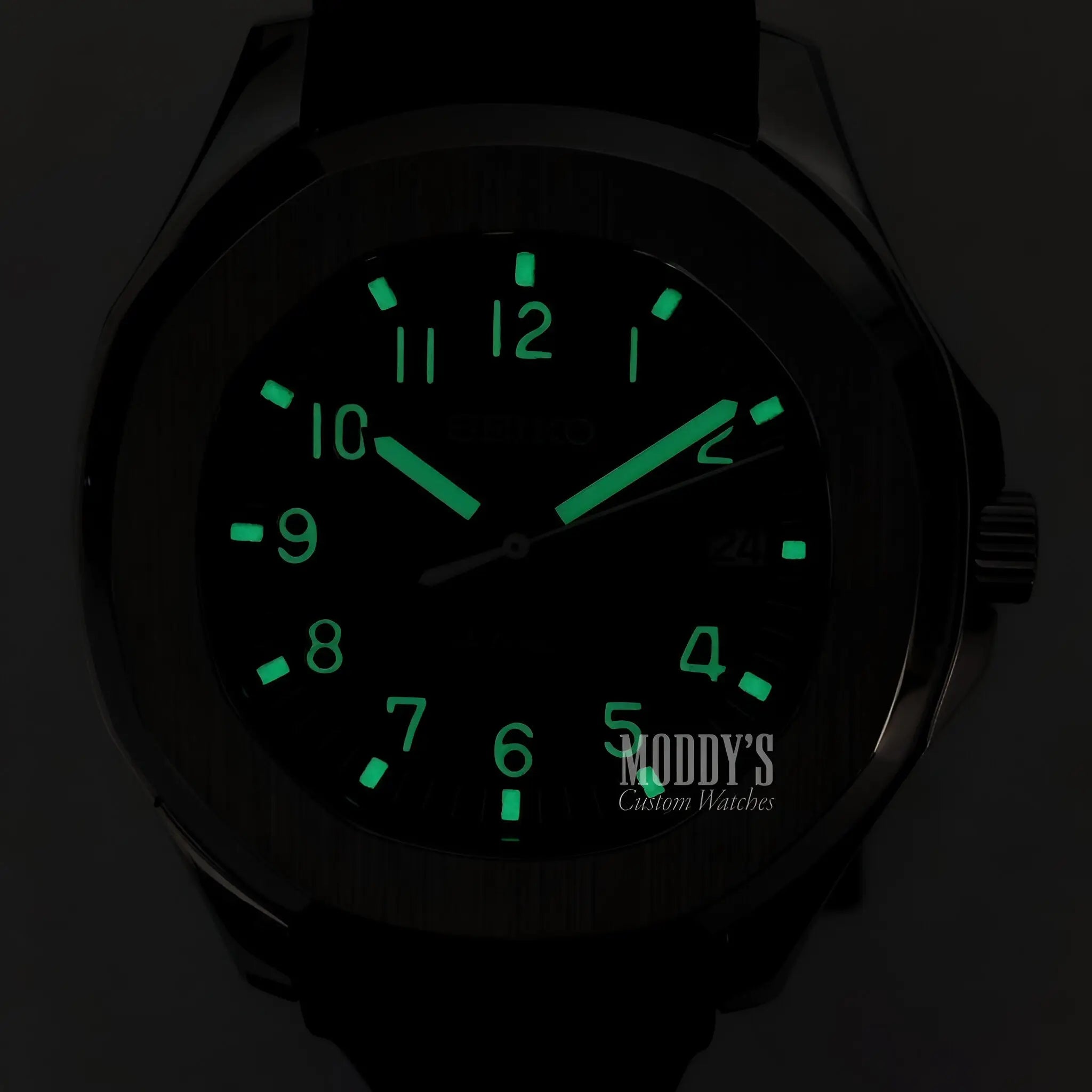 Luminous green Seiko mod Aquanaut with black face and strap