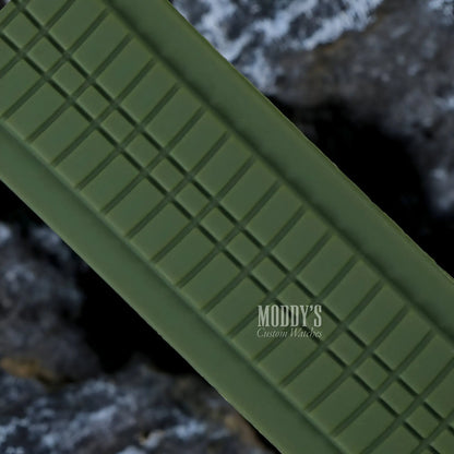 Seiko Mod Aquanaut with olive green canvas strap and Moddys logo