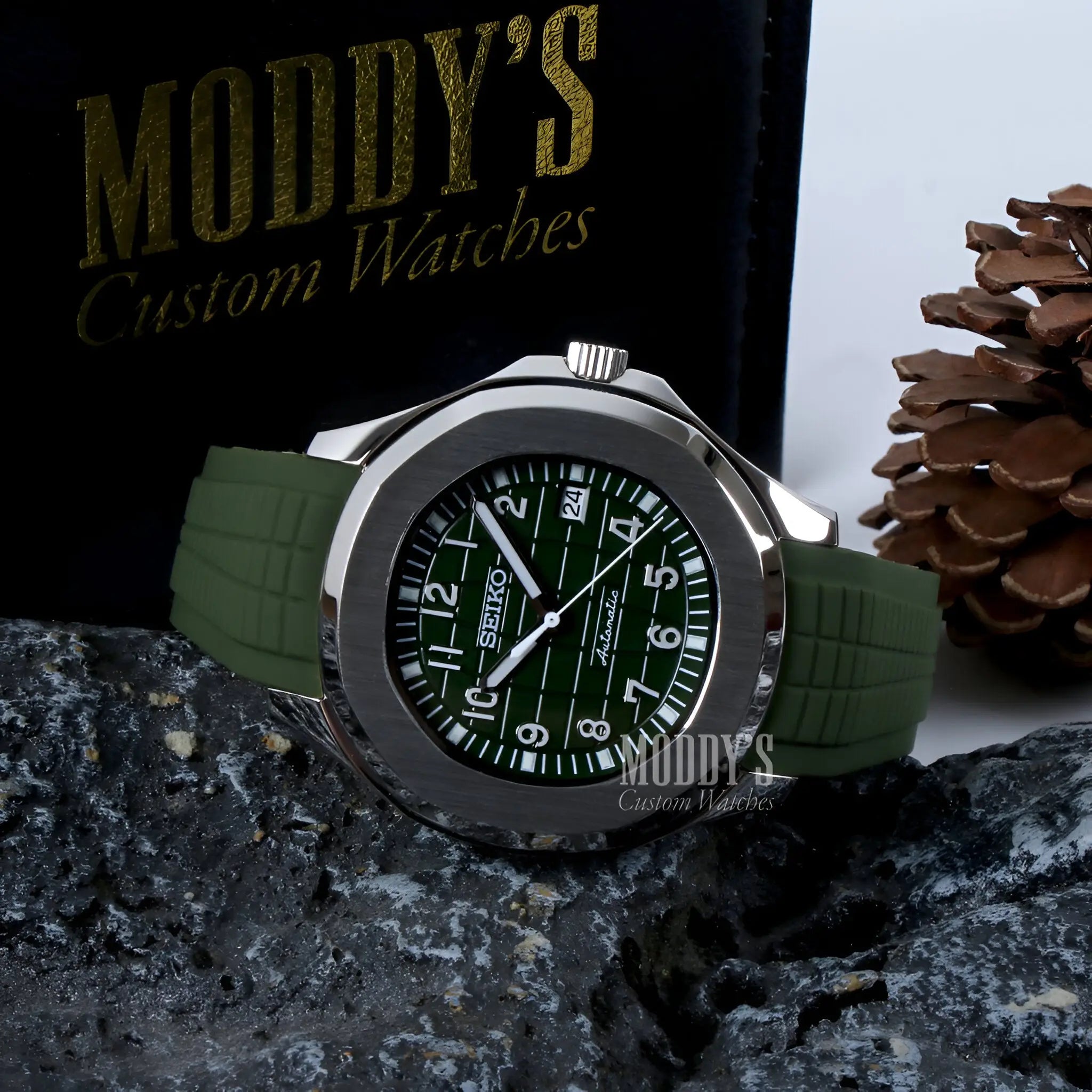 Seikonaut Green Seiko mod aquanaut watch with NH35 automatic, sapphire glass