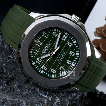 Seiko mod aquanaut green automatic watch with NH35, sapphire glass