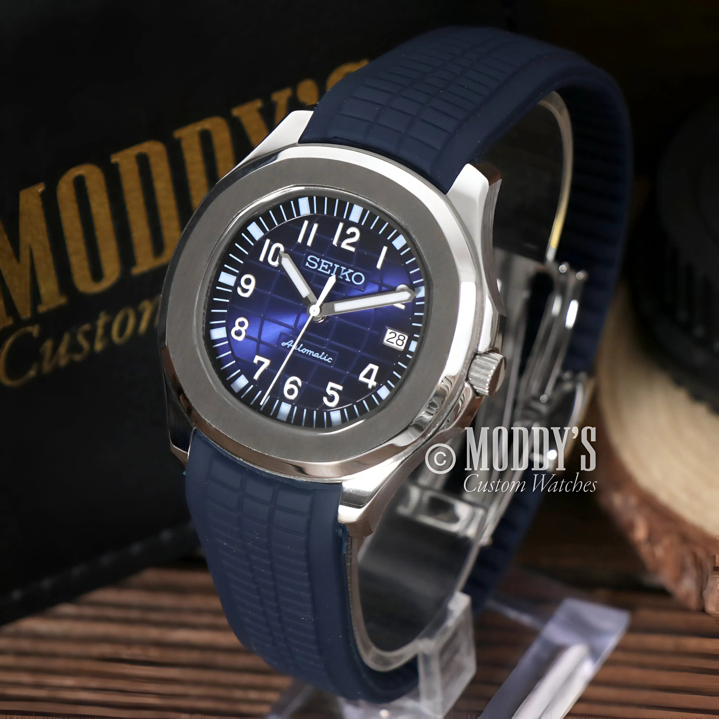 Seikonaut Blue Seiko mod Aquanaut watch with NH35 automatic movement
