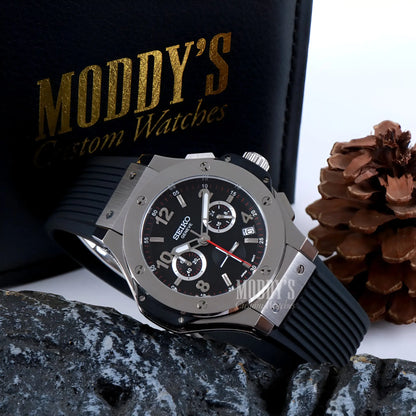 Hubleiko Big Bang Black watch with VK63 hybrid movement and chronograph