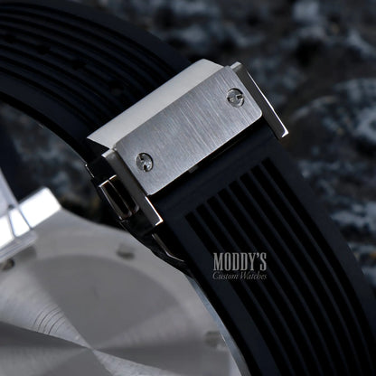 Hubleiko Big Bang Black silver watch with black leather strap and vk63 hybrid movement