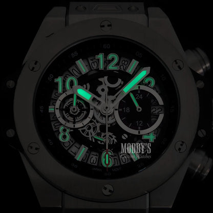 Hubleiko Big Bang Skeleton watch with luminous green accents