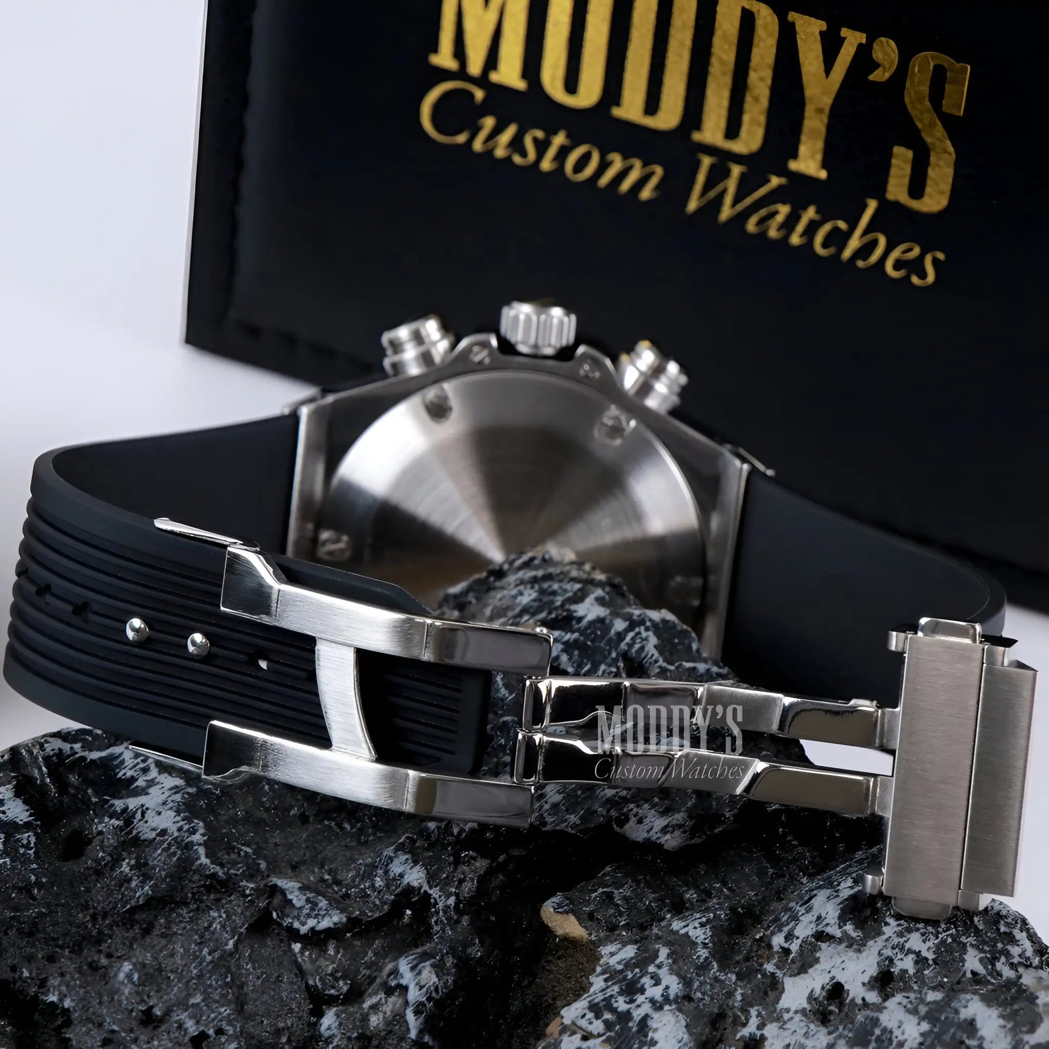 Hubleiko Big Bang Skeleton stainless steel watch with black rubber strap