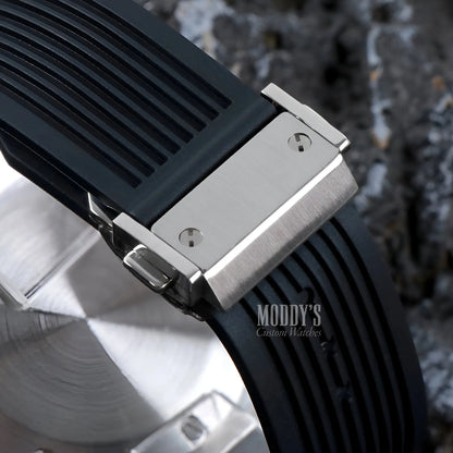 Hubleiko Big Bang Skeleton black rubber strap with silver buckle